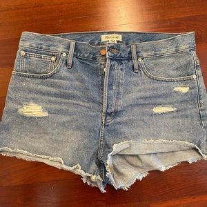 Madewell distressed jean shorts
